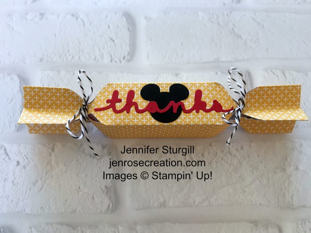 Mickey Thanks Popper, Jen Rose Creation, Stampin' Up!, Jennifer Sturgill, Thanks, Disney, Party Popper, Envelope Punch Board