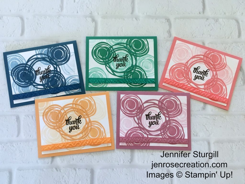 Swirly Bird, Jen Rose Creation, Stampin' Up!, Jennifer Sturgill, Thank You, Tin of Cards, 2016-2018 In Colors