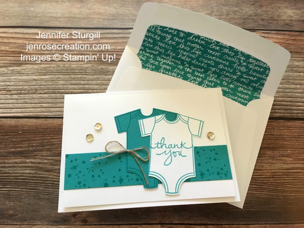 Baby Thank You, Jen Rose Creation, Stampin' Up!, Jennifer Sturgill, Made With Love, Endless Thanks, Awesomely Artistic, Baby Boy, Baby Shower, Thank You, Bermuda Bay, StampinUp