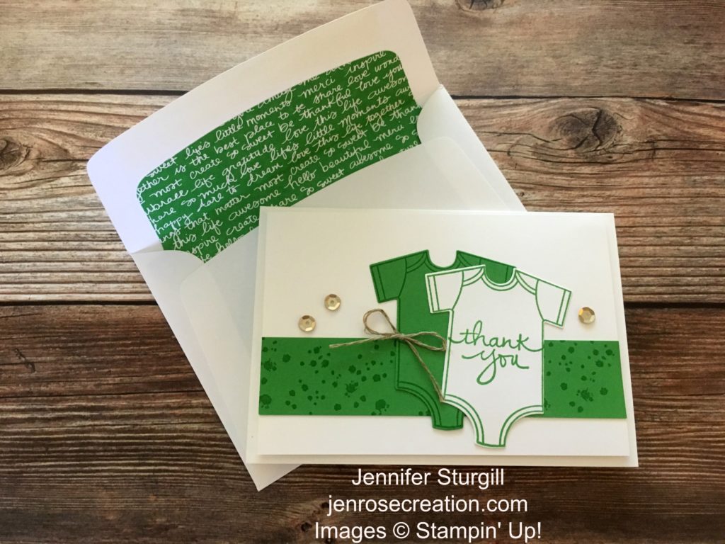 Baby Thank You, Jen Rose Creation, Stampin' Up!, Jennifer Sturgill, Made With Love, Endless Thanks, Awesomely Artistic, Baby Boy, Baby Shower, Thank You, Cucumber Crush, StampinUp