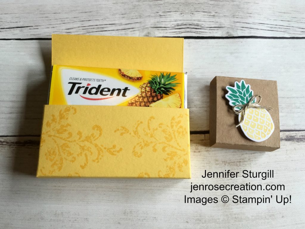 Pineapple Gum Holder Open, Jen Rose Creation, Stampin' Up!, Jennifer Sturgill, Pop of Paradise, Timeless Textures, Gum Holder, 3D, 3-D, StampinUp