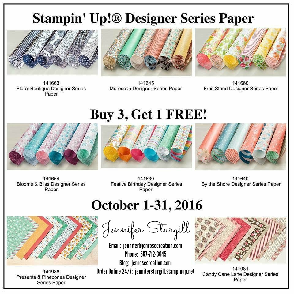 October Designer Series Paper Sale, Jen Rose Creation, Stampin' Up!, Jennifer Sturgill, DSP